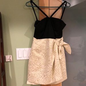 Black and gold printed dress